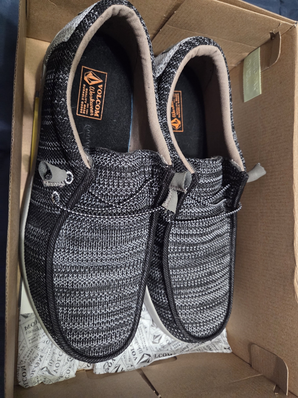 Volcom Men’s Black & Gray Knit Steel Toe Slip-On Loafers